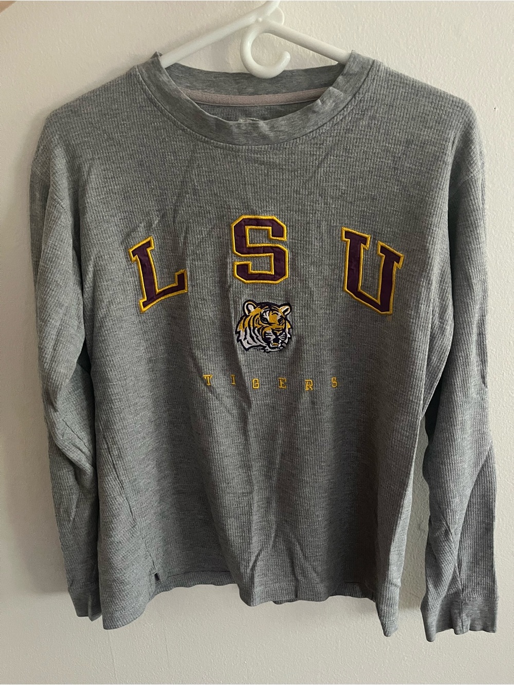 LSU Tigers Gray Thermal Crewneck Sweater